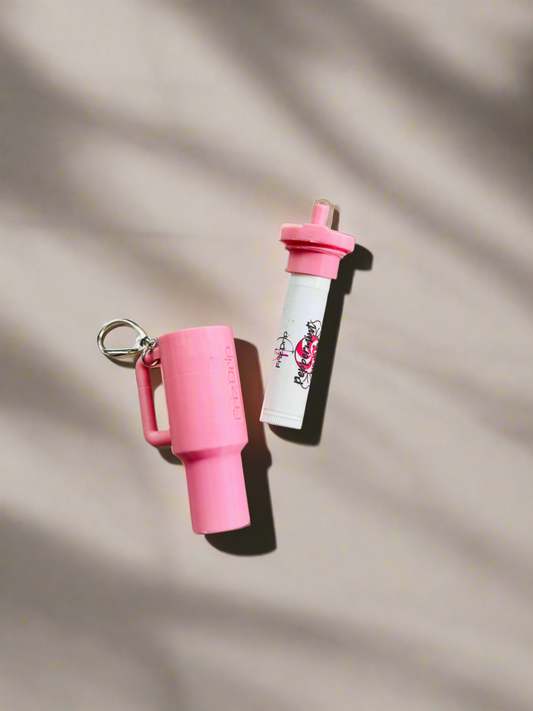 Tumbler Style Lip Balm Holder Keychain