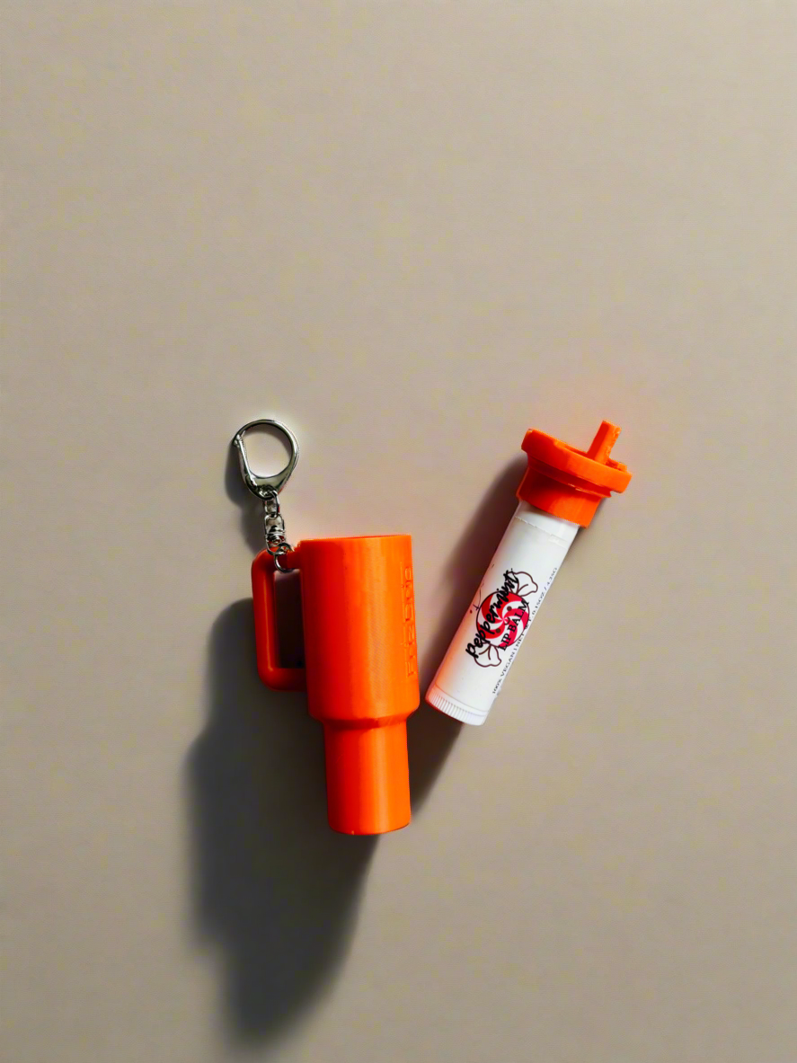 Tumbler Style Lip Balm Holder Keychain