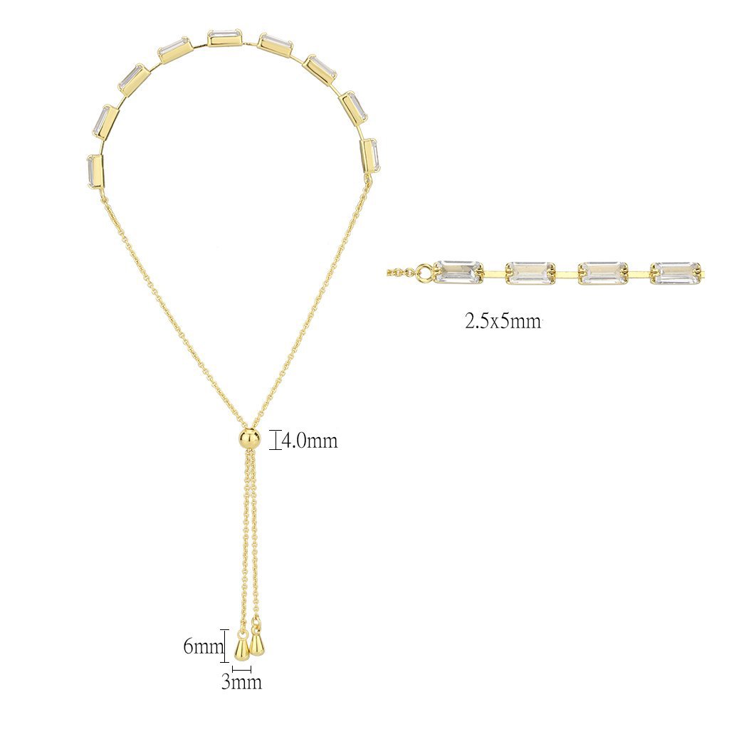 3W1656 - Gold Brass Bracelet with AAA Grade CZ in Clear-1