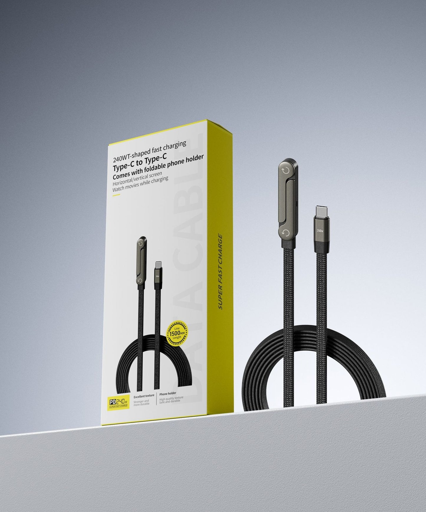 Foldable Fast Charging Data Cable with Bracket