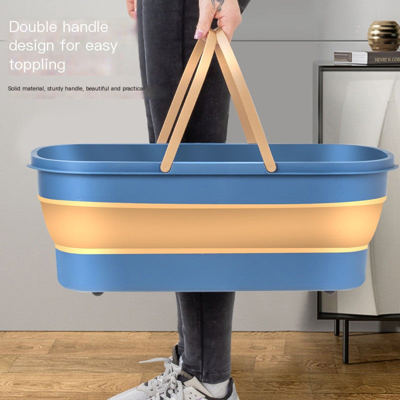 Large Durable Folding Mop Bucket with Wheels and Handles