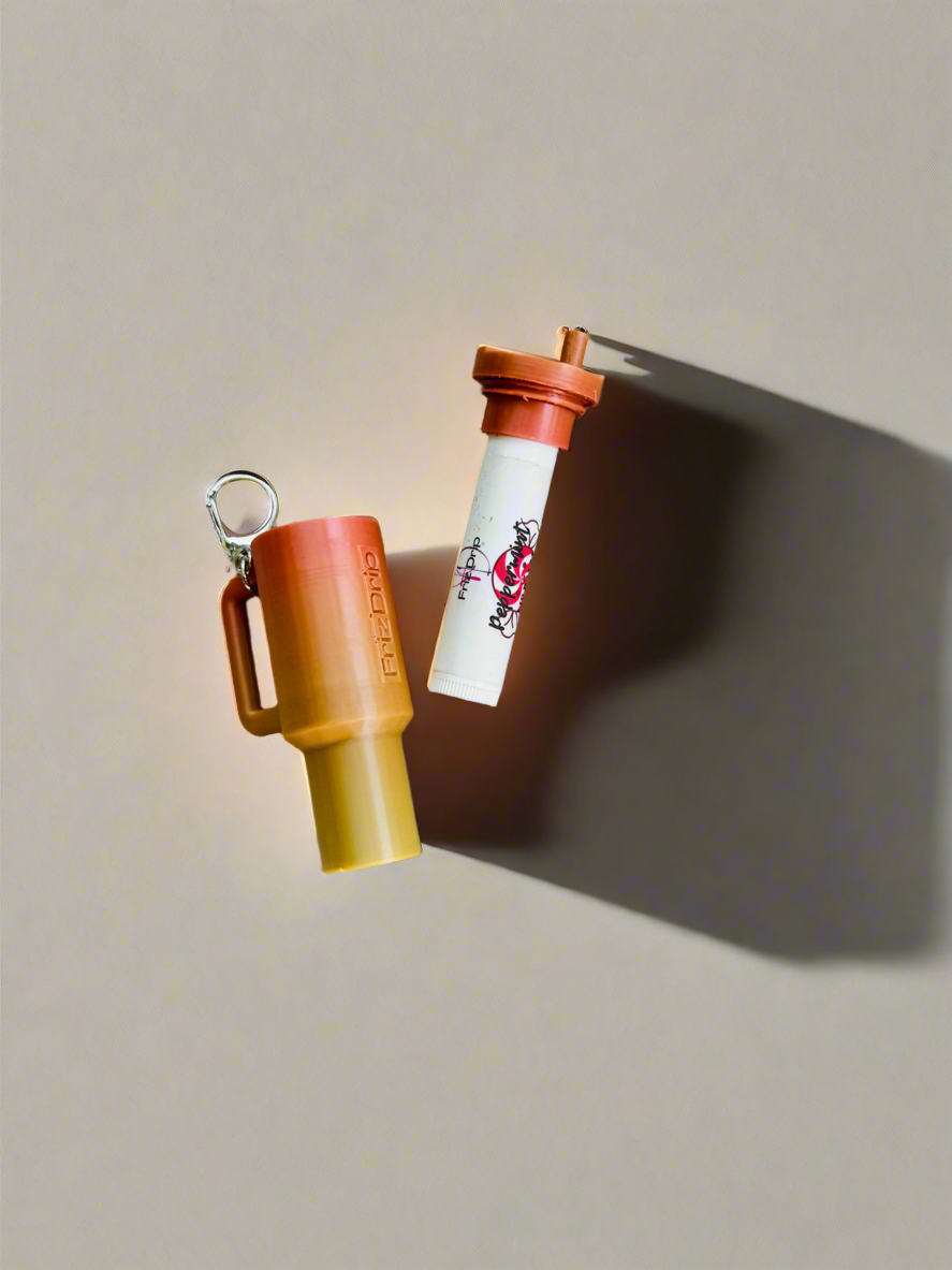 Tumbler Style Lip Balm Holder Keychain