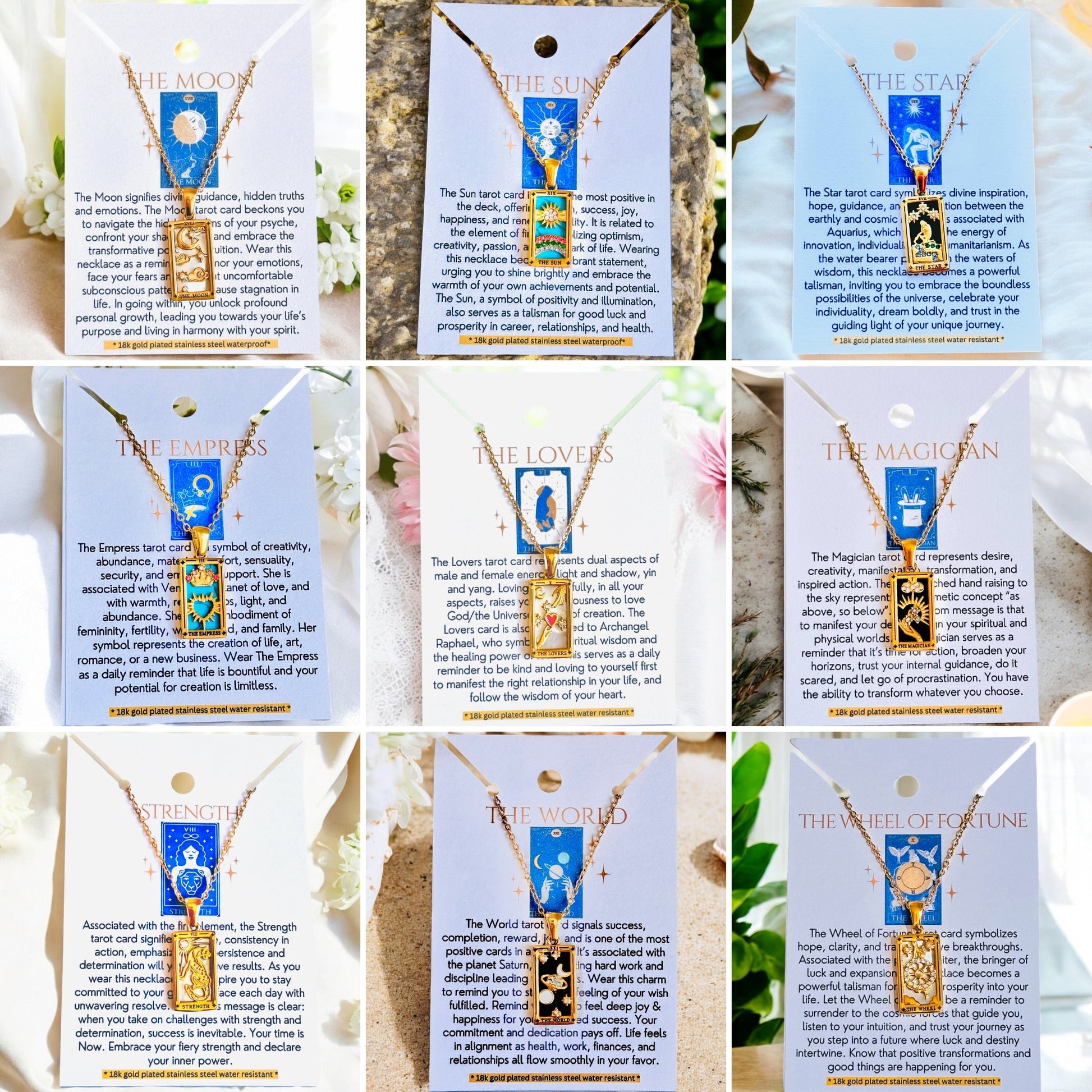 Tarot Card Necklaces - 18K Gold Plated, Waterproof-0