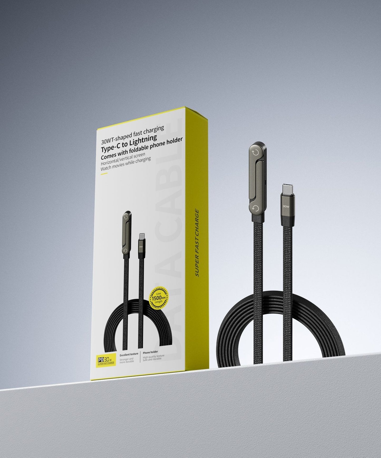 Foldable Fast Charging Data Cable with Bracket