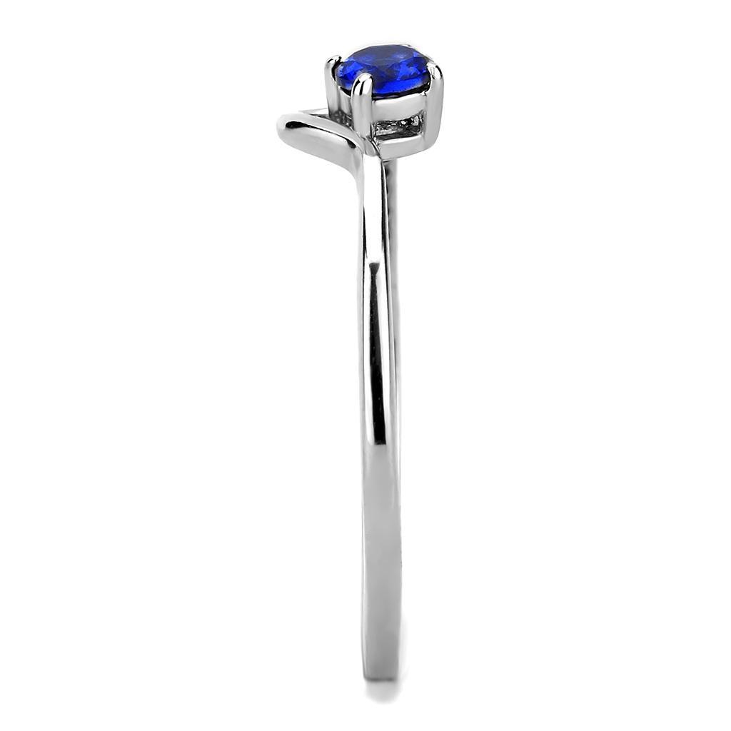 DA114 - High polished (no plating) Stainless Steel Ring with AAA Grade CZ  in London Blue-3