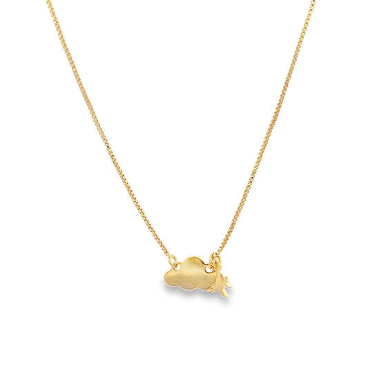 Airplane & Cloud Necklace (H57)-0