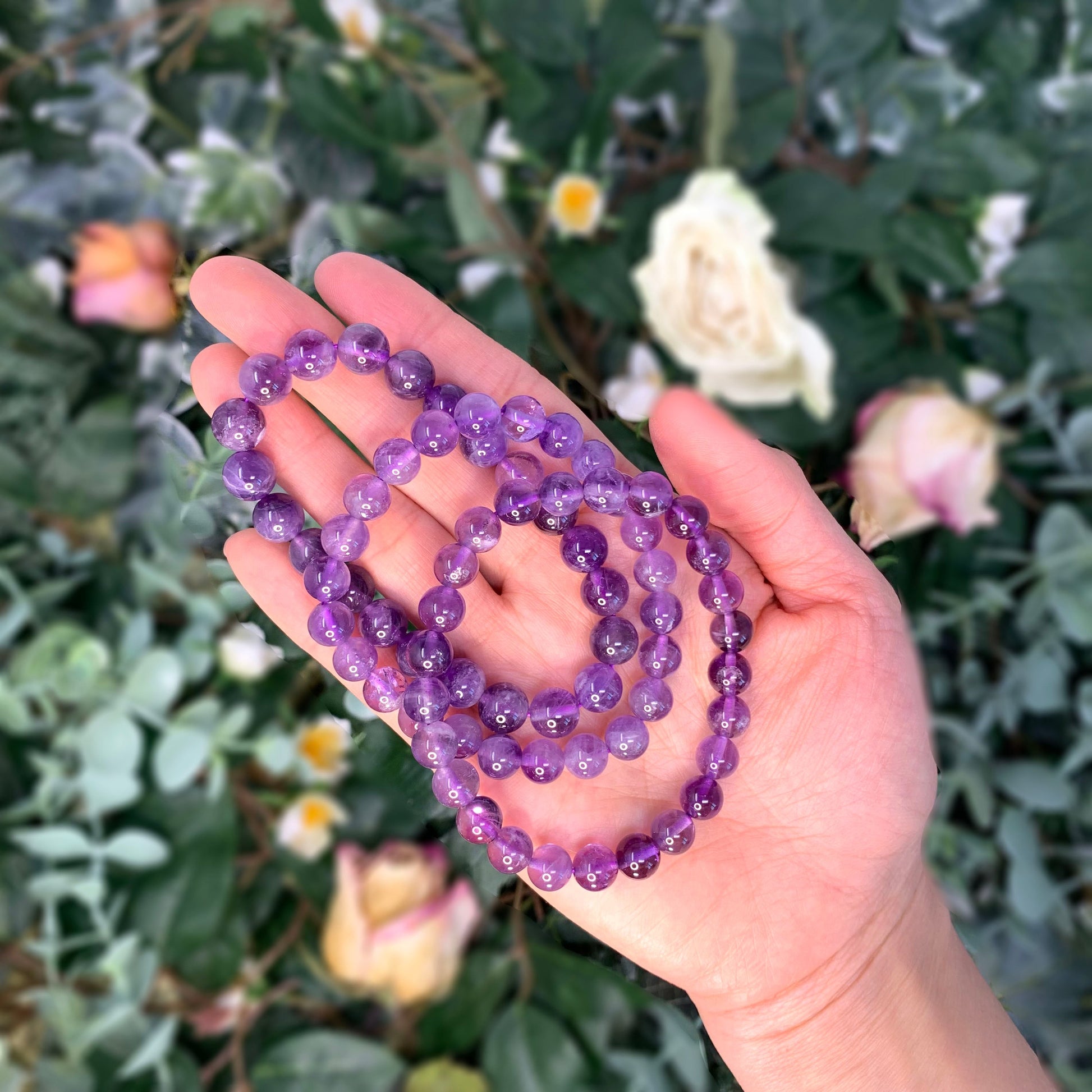 Amethyst Beaded Crystal Bracelet-2