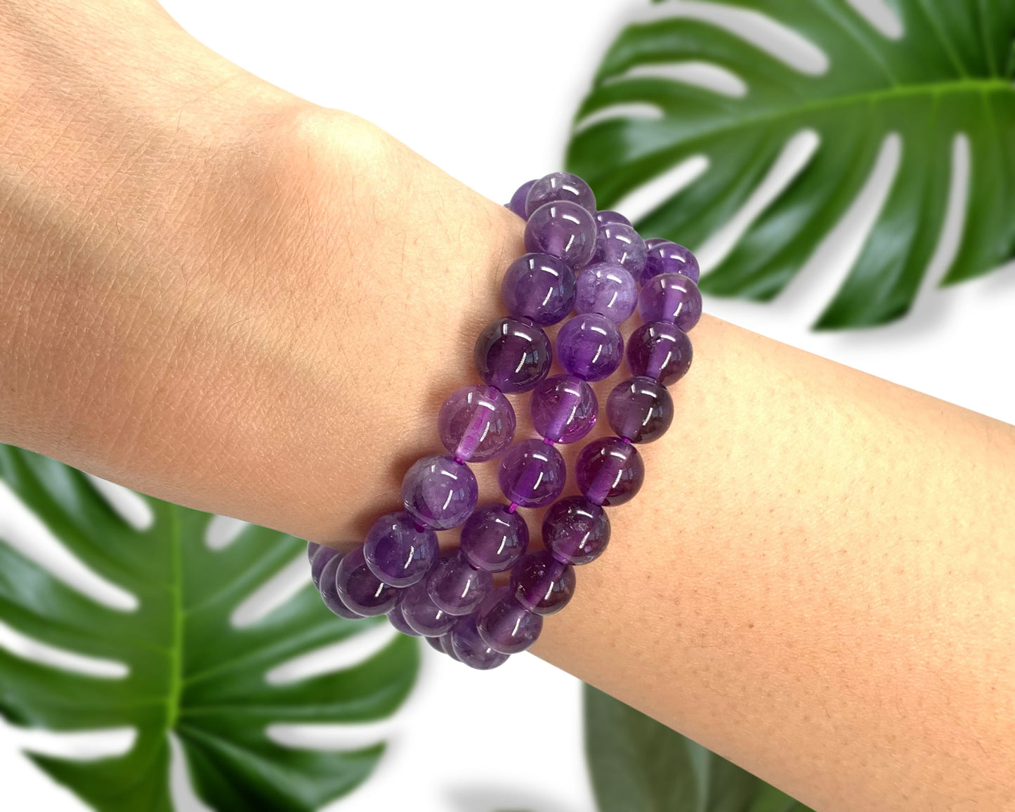 Amethyst Beaded Crystal Bracelet-3