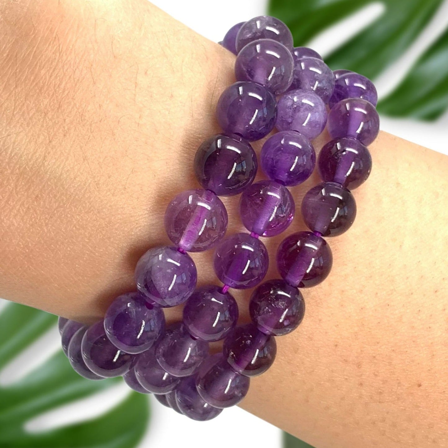 Amethyst Beaded Crystal Bracelet-1