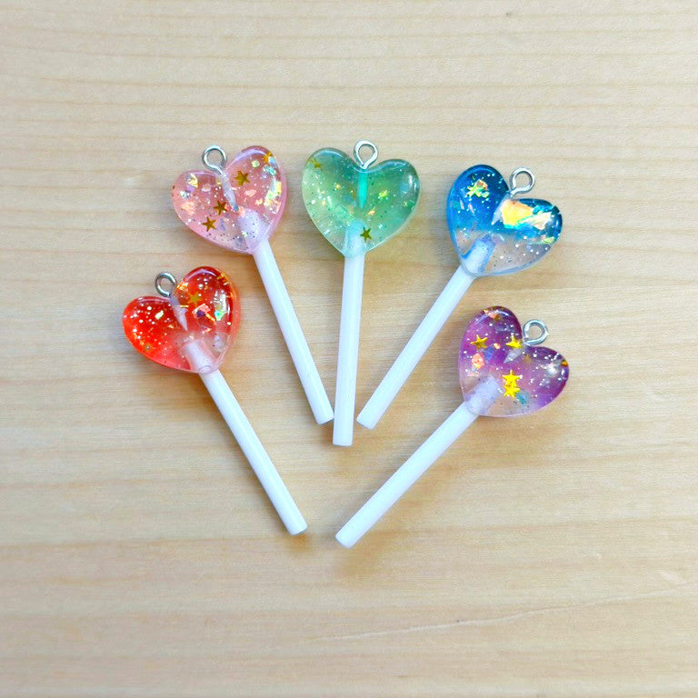 Flake Sparkle Heart Lollipop Charm-0