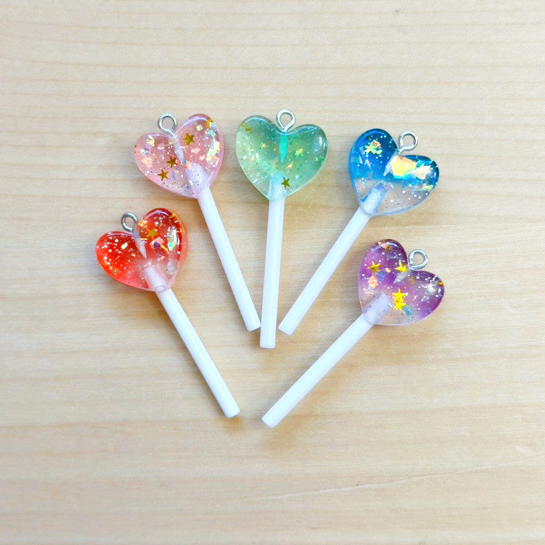 Flake Sparkle Heart Lollipop Charm-2