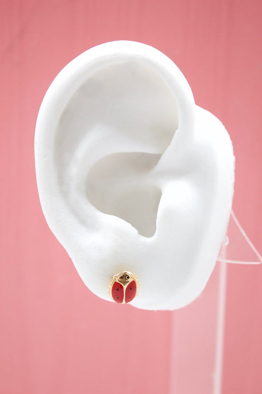18K Gold Filled Lady Bug Stud Earrings