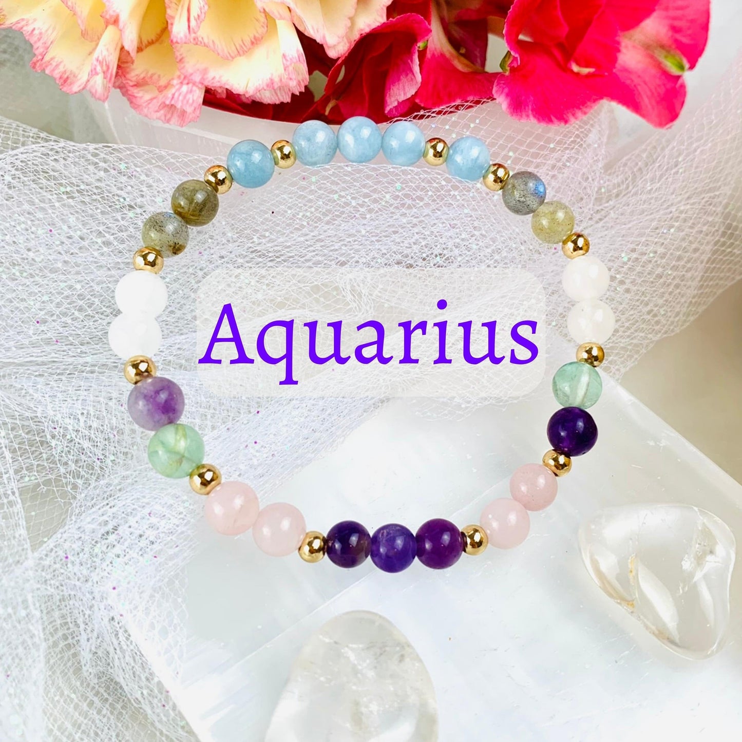 Aquarius Zodiac Crystal Bracelet-0
