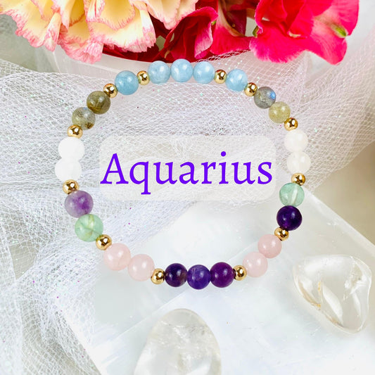 Aquarius Zodiac Crystal Bracelet-0