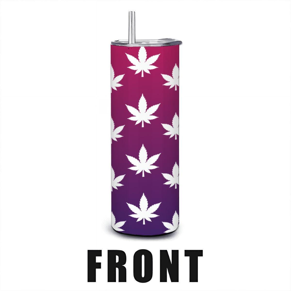 ColorFlow | Magenta Dream Leaf Tumbler 20oz | Purple Gradient Cannabis Steel Cup | Weed Gift for Stoner Women-1