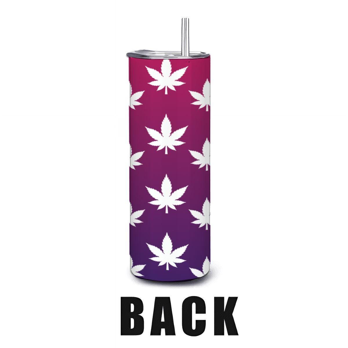 ColorFlow | Magenta Dream Leaf Tumbler 20oz | Purple Gradient Cannabis Steel Cup | Weed Gift for Stoner Women-2