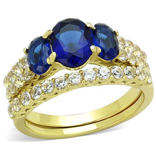 TK1720 - IP Gold(Ion Plating) Stainless Steel Ring with Synthetic Synthetic Glass in Montana-0