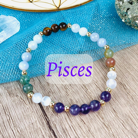 Pisces Zodiac Crystal Bracelet-0